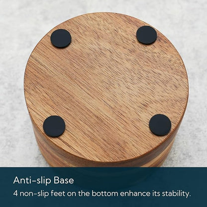 KITCHENDAO Acacia Wood Salt Cellar Bowl Box, Elegant Kitchen Holder Container with Swivel Magnetic Lid to Store Favorite Seasonings Pepper Spice or Bath, 6oz