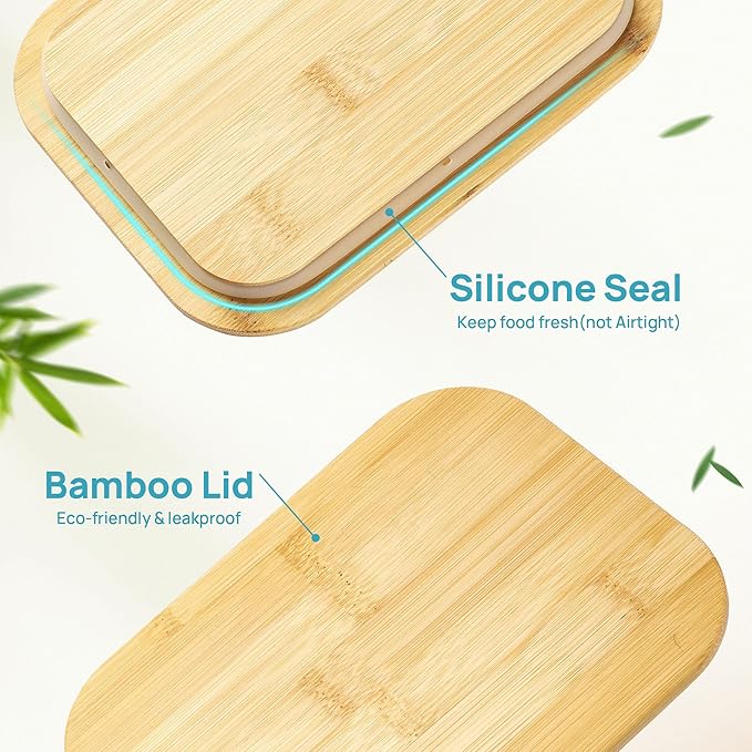 Vtopmart 5 Pack 35oz Glass Containers with Bamboo Lids, Meal Prep Food Storage Containers, BPA Free, Microwave & Dishwasher Safe