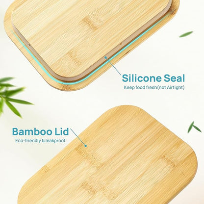 Vtopmart 5 Pack 35oz Glass Containers with Bamboo Lids, Meal Prep Food Storage Containers, BPA Free, Microwave & Dishwasher Safe