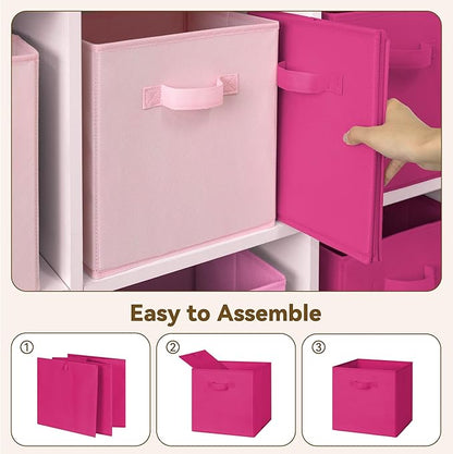 GRANNY SAYS Cube Storage Bins, 13x13 Cube Storage Organizer, Fabric Collapsible Storage Bins with Handle, Storage Cubes for Shelves, Closet, Pink Gradient, 6-Pack