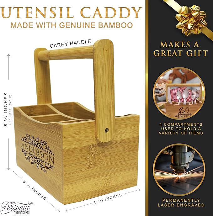 My Personal Memories Personalized Kitchen Utensil Holder Picnic Caddy - Custom Monogrammed