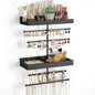 Keebofly Wall Mounted Jewelry Organizer with 2 Tired Shelves & Ring Holder- Jewelry Holder Wall Storage Display for Earrings, Necklace, Bracelet in Bathroom Bedroom, Black