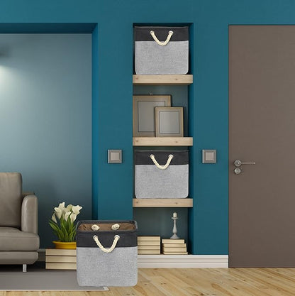 Simple Houseware 13" x 13" Large Fabric Storage Cubes for Closet and Cube Organizer, 3 Pack, Dark Gray