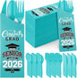 Funnymoom 400 Pcs 2026 Graduation Wrapped Silverware Bags Holder - Disposable Dinnerware Set Includes Plastic Spoons Knives and Forks, Class of 2026 Parties School Congrats Supplies(Lake Blue)