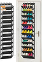 MISSLO 36 Pairs Clear Over the Door Shoe Organizer Closet Hanging Shoe Rack for Door with Large Deep Pockets Shoes Hanger Holder for Sneakers, Boots, Heels Storage (Black)