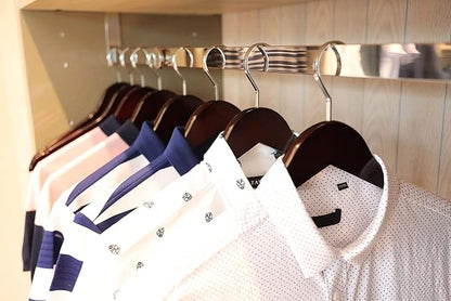 TOPIA HANGER Luxury Wooden Suit Hangers for Closet - Cherry Wood With Extra Thick Hook and Non-Slip Pants Bar, Heavy Duty Coat Hangers With Notches for Shirts - 16 Pack CT01M