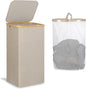 IEGrow Laundry Basket with Lid, Large Laundry Hamper with Handle and Lid, Collapsible Clothes Basket Organizer with Removable Inner Bag for Clothes Towels (Oatmeal, 110L)