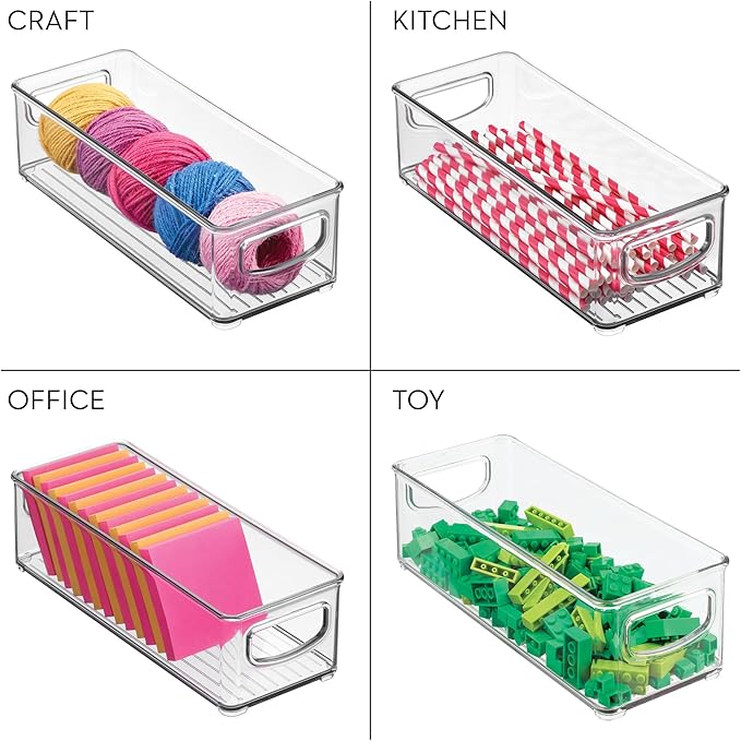 iDesign Stackable Storage Bin with Handles for Pantry, Fridge, or Freezer, Clear, Made in USA
