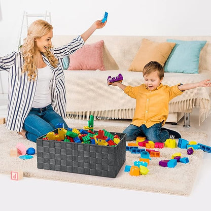 Woven Storage Baskets, Storage Bins, Cube Basket Container Baskets Storage Boxes Organizers for Clothes/Shelves/Closet, Set of 6 (Grey)