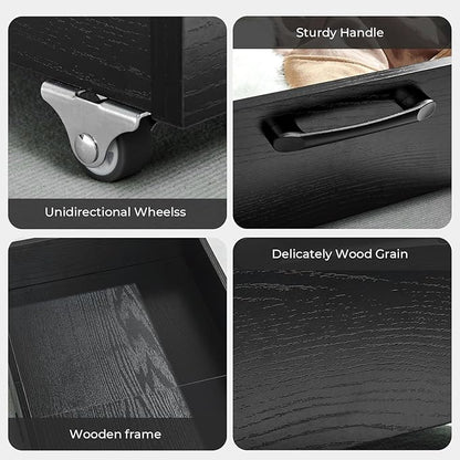 TIOPGHAD Under Bed Storage with Wheels, 2-Pack Under Bed Shoe Storage Organizer Drawer, Composite Wood Organizer for Shoes Clothes Containers in Bedroom for Clothes,Shoes(Black)