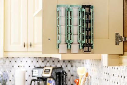 K Cup Holder for Keurig K-cup,Coffee pod Storage, Side Mount | Wall Mount, Perfect for Small Counters (3 Rows/For 15 K Cups, OASIS BLUE)