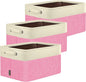 BALEINE 3 Pack Fabric Closet Storage Bins for Shelves, Linen Closet Organizers and Storage, Decorative Baskets for Organizing, Shelf, Clothes, Home, Office (Pink, 14''x10''x8.5')