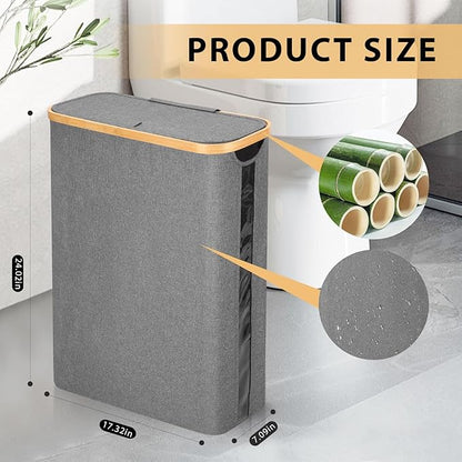 Odonata Large Toilet Paper Storage Basket with Lid, Slim Toilet Paper Organizer, Hold up to 20 Regular Rolls or 15 Mega Rolls. (Grey, 49L)
