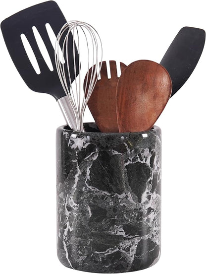 Radicaln Marble Utensil Holder 6.5" Inches Black Handmade Spatula Set for Kitchen Counter, Cooking Utensils Jar & Kitchen Essentials Organizer, Ideal Utensil Caddy & Spoons Holder