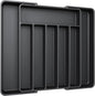 Aujen Silverware Organizer - Expandable Kitchen Drawer Organizer, Adjustable Utensil Organizer, Cutlery Tray for Forks, Knives, Multipurpose Kitchen Organizers and Storage Solution, Black, Large
