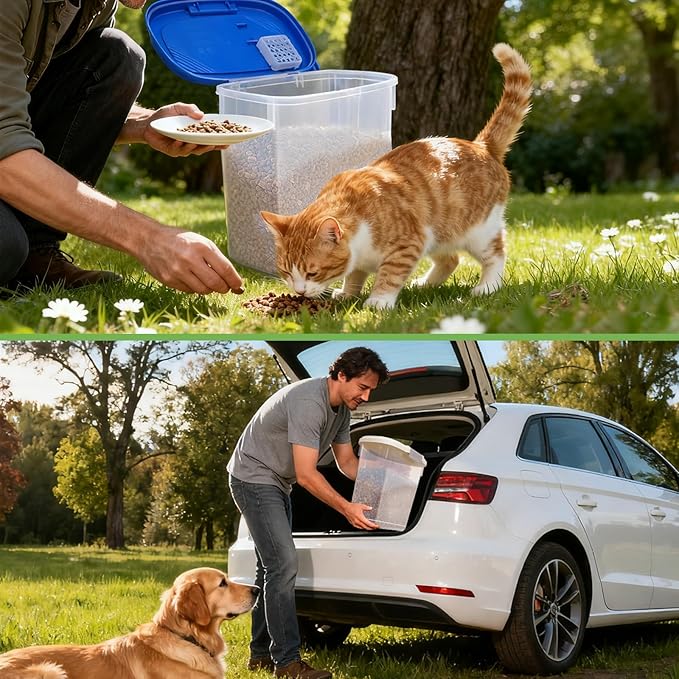 Large Rice Storage Container 30 Lbs with Wheel - Airtight Flour Food Container 15 Lbs with Lid, Scoop, Cup - Plastic Food Storage Bin for Cereal, Sugar, Beans, Dog, Cat, Pet Foods