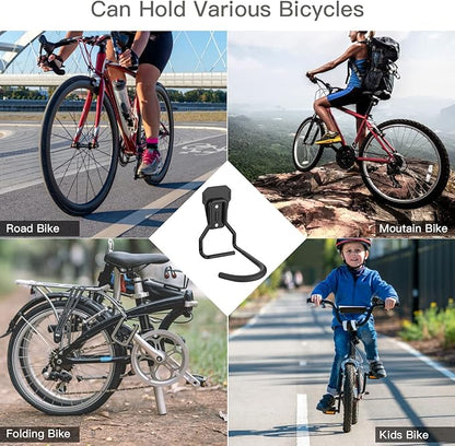 Housolution Bike Wall Mount with Fixed Hook, [4 Pack] Heavy Duty Bike Storage Rack, Bike Rack Vertical Stand for Garage - Easily Hang/Detach - with Screws Iron Bike Hanger Brackets