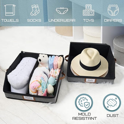 Hat Storage Box for Baseball Caps, Large Hat Organizer with Clear Window, Hat Travel Case with Removable Dividers for 30 Caps & Cowboy Hats, Stackable Dustproof Hat Organizer for Closet & Travel, Grey