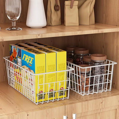 Orgneas Freezer Organizer Bins, Upright Freezer Basket Drawer Organizer Bins, Better Air Circulation Metal Wire Storage Container Bin For Chest Deep Freezers, Easy Sort & Get Food, 2 Large 2 Medium