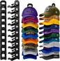 2 Pack Hat Organizer for Baseball Caps, Hat Rack for Wall Hold Up to 20 Hats, Hat Holder with Strong Adhesive and Screws, Hat Organizer Wall Mounted Hat Hanger Display for Door Closet Bedroom(B-Black)