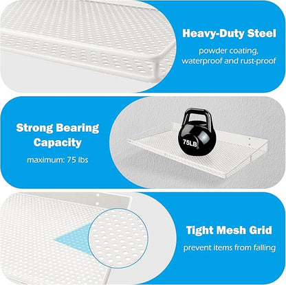 RedCall Heavy-Duty Wall Shelf, 2 Pack Garage Shelf, 23.5" x 12" Large Wall Mounted Shelves for Garage, Laundry Room, Closet, Holds Up to 75 Lbs