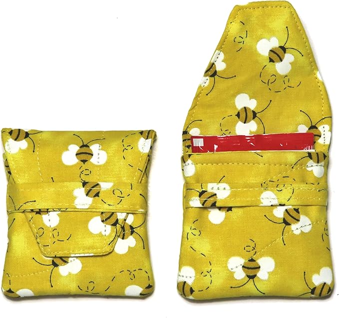 Tea Bag Wallet in a Small Teabag Shape, Sunflowers or Honey Bee Fabric Print, Your Choice, Handmade, Quilted