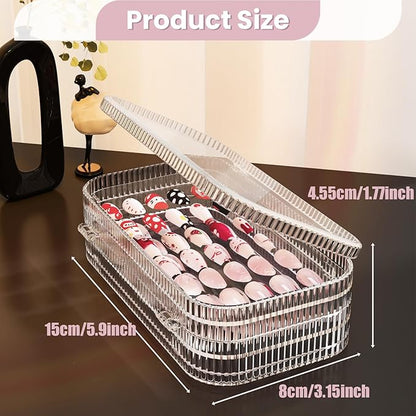 Large Tri-Fold Press On Nail Organizer Case - 4-Page Portable Storage Box for Fake Nails, Clear PET Plastic Travel Holder (6×3.2×1.8 inch) Texture