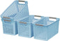 Soddeph Slim Plastic Storage Basket with Handles, Narrow Organizer box for Shelves, Organizer box for Organizing, Kitchen,Home,Office (Blue, Medium)