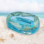 FONMY Soap Dish Acrylic w/Nature Seashell Bar Soap Holder Shower Soap Tray for Home, Camping Travel, Dry Stop soap Saver for Bathroom Vanity Countertop Office Unique Gifts and Home Decoration (Blue)