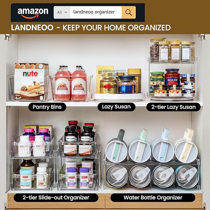 2 Tier Non-Skid Acrylic Lazy Susan Turntable Organizer - Rotating Spice Rack - Spinning Organization Tray for Kitchen, Pantry, Countertop, Closet, Bathroom, Vanity, Medicine Cabinet Organizing, 11''