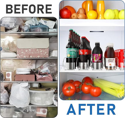 Drink Organizer for Fridge, Soda Can Organizer Dispenser for Refrigerator with Automatic Pusher Glide, Width Adjustable Clear Dividers Can Holder for 15 Cans, 115''D x 8.9''W x 3.1''H, 3 Rows