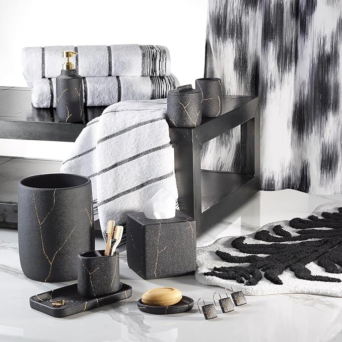 Nicole Miller - Soap Dish, Resin Countertop Accessories, Dorm Room Essentials (Sydney Collection, Black/Gold)