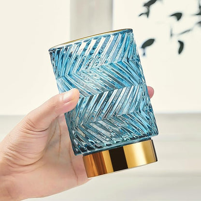 Makeup Brush Holder Organizer,Toothbrush Holders,Desk Pen Pencil Holder,Multifunctional Vintage Glass Brush Cup（A40-3-US）