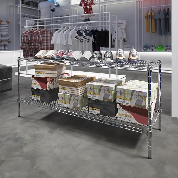 21" Deep x 60" Wide x 27" Height Wire Shelving Kit | 2-Tier | NSF Commercial Storage Rack Unit