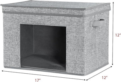 Univivi Fabric Foldable Storage Boxes Large Storage Bins with Lids [4-Pack] Collapsible Storage Cubes, Closet Organizers and Storage Cubes for Home, Bedroom, Closet (Grey, 17“ x 12” x 12")
