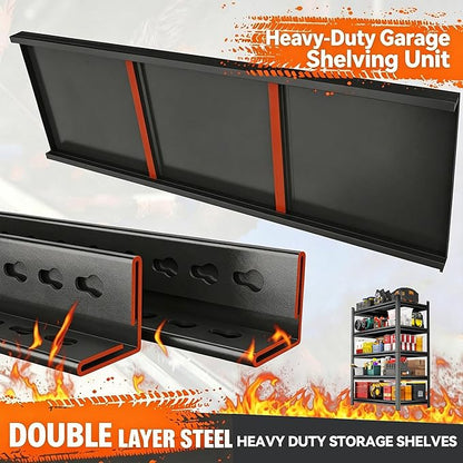 78''H Garage Shelving 5 Tier Wood Storage Shelves 2500 LBS Load Capacity Adjustabl Shelf Units 78" H*36" W*14" D Metal Shelving Suitable for Basement Warehouse Pantry,Black