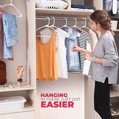 Plastic Hangers 45 Pack – Made in The USA – 6lb Capacity Standard Clothes Hangers with Notches and Reinforced Edges for Dresses, Lingerie, Shirts, Pants, and Jackets – Black