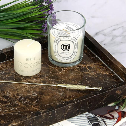 Marble Bathroom Vanity Tray, Natural Luxury Vanity Home Kitchen Bathroom Table Tray, Stone Decorative Countertop Dresser Trays for Key Coffee Perfume Jewelry Makeup (Dark Brown, 12"x 8" x1.2")