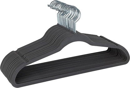 Simplify Slim Velvet Clothes Hangers | 50 Pack | Non-Slip | Shirts | Suit | Pants | Dresses | Garments | Closet Storage & Organization | Durable | Grey