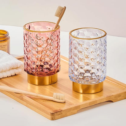 Makeup Brush Holder Organizer,Toothbrush Holders,Desk Pen Pencil Holder,Multifunctional Vintage Glass Brush Cup（A46-4-US）