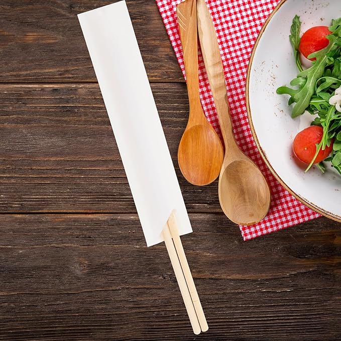 Garneck 100Pcs Chopsticks Paper Bag White Cutlery Paper Pocket Pouch Disposable Silverware Sleeves Chopsticks Packing Sleeves Flatware Spoon Wrapping Bag for Home Shop Kitchen