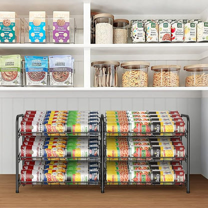 NANANARDOSO Can Organizer for Pantry, 3 Tier Can Dispenser Rack Holds up to 72 Cans, Can Storage Organizer Holder for Canned Food Storage Kitchen Cabinets or Pantry Shelf Countertop, Black