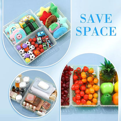 Wenqik 24 Pcs Plastic Storage Baskets for Classroom Organizing Small Pantry Storage Bins Rectangular Tray for Back to School Household Toys Classroom Bedrooms, Kitchens Countertops(Clear)