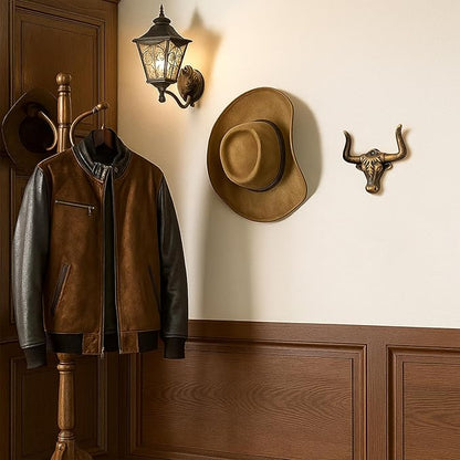 Cowboy Hat Rack for Wall - 2 Pack Cast Iron Cowboy Hat Holder,Hat Storage Organizer Hat Hooks for Wall Western Decor for Bedroom Western Gifts (Gold, 2 Pack)