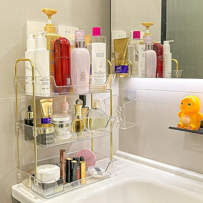 Leoenir 3-Tier Bathroom Organizer Countertop – Makeup, Perfume, and Skincare Storage Tray for Bathroom, Dresser, and Vanity