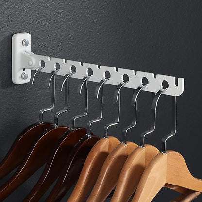 Alise Clothes Drying Rack Wall Mounted Coat Hanger White,Foldable Hangers Rack Clothes Hook Closet Storage Organizer,Swivel Space Saving Clothes Hanger Rack for Bedroom Bathroom Laundry,2 Pack