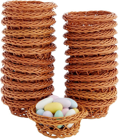 Bright Creations Mini Woven Basket Set - 3.1 x 1.2 in, Rustic Brown, 24-Pack - Bulk Mini Woven Baskets for Favors & Crafts