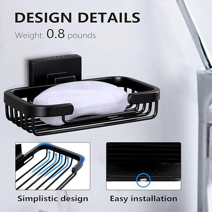 SEIDO Matte Black Soap Dish for Shower Wall, Black Bar Soap Holder for Bathroom & Kitchen, 304 Stainless Steel Wall Mount Soap Dish Holder, 4.8" L x 3.2" W Internal