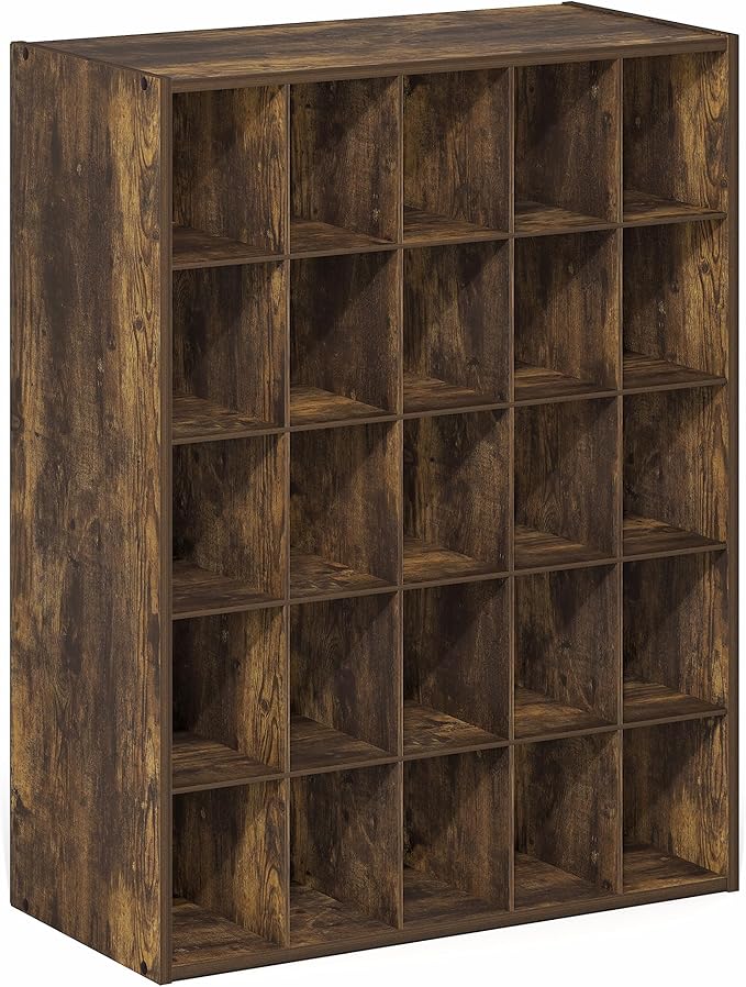 Furinno FANO Shoe Rack, 25-Cube Shoe Organizer, Stackable Shoe Organizer, 11.7 x 24.2 x 31.5, for Closet Entryway, Office, Garage, Amber Pine