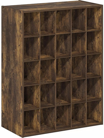 Furinno FANO Shoe Rack, 25-Cube Shoe Organizer, Stackable Shoe Organizer, 11.7 x 24.2 x 31.5, for Closet Entryway, Office, Garage, Amber Pine